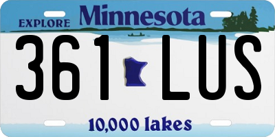 MN license plate 361LUS