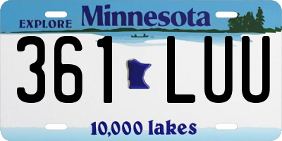 MN license plate 361LUU