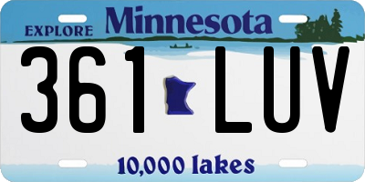 MN license plate 361LUV