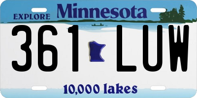 MN license plate 361LUW