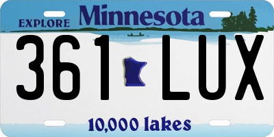 MN license plate 361LUX