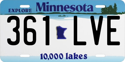 MN license plate 361LVE