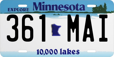 MN license plate 361MAI