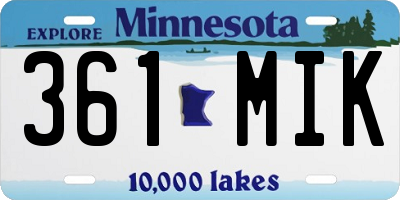 MN license plate 361MIK