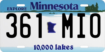 MN license plate 361MIO
