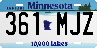 MN license plate 361MJZ