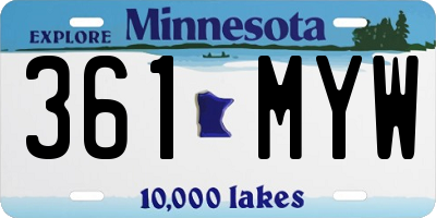 MN license plate 361MYW