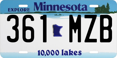 MN license plate 361MZB