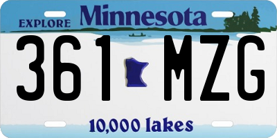 MN license plate 361MZG