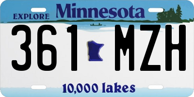 MN license plate 361MZH