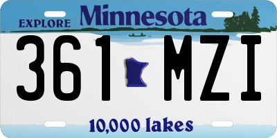 MN license plate 361MZI