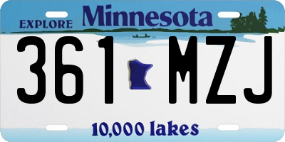 MN license plate 361MZJ