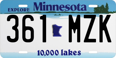 MN license plate 361MZK