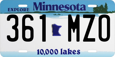 MN license plate 361MZO