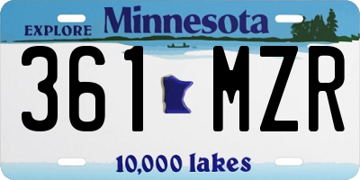 MN license plate 361MZR