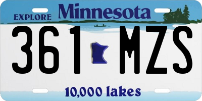 MN license plate 361MZS