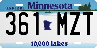 MN license plate 361MZT