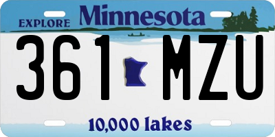 MN license plate 361MZU