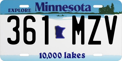 MN license plate 361MZV