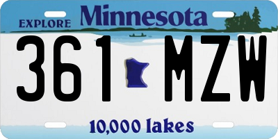 MN license plate 361MZW