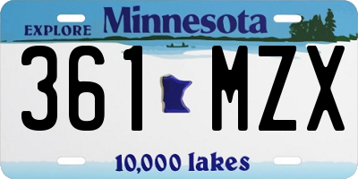 MN license plate 361MZX