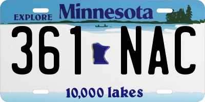 MN license plate 361NAC