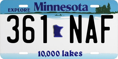 MN license plate 361NAF