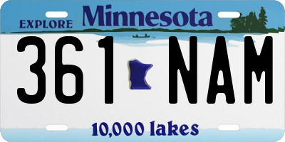 MN license plate 361NAM