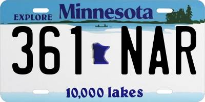 MN license plate 361NAR