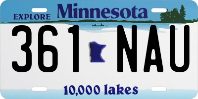 MN license plate 361NAU