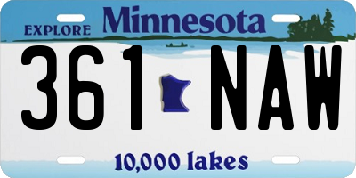 MN license plate 361NAW