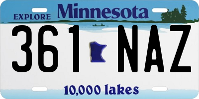 MN license plate 361NAZ
