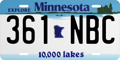 MN license plate 361NBC