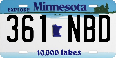 MN license plate 361NBD