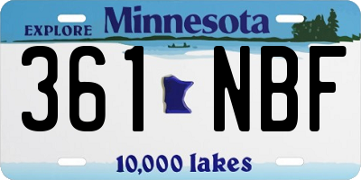 MN license plate 361NBF