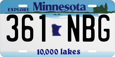 MN license plate 361NBG