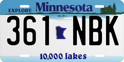 MN license plate 361NBK