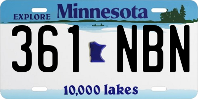 MN license plate 361NBN