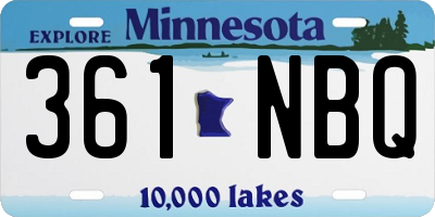 MN license plate 361NBQ