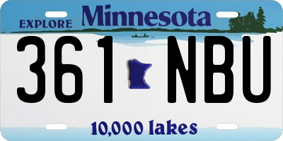 MN license plate 361NBU
