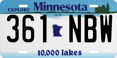 MN license plate 361NBW