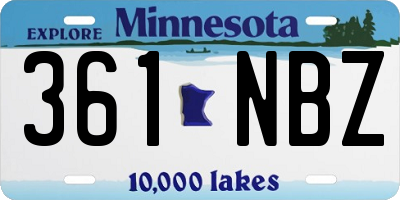 MN license plate 361NBZ