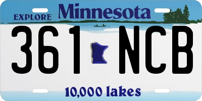 MN license plate 361NCB