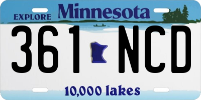 MN license plate 361NCD