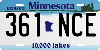 MN license plate 361NCE