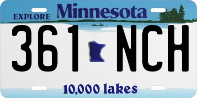 MN license plate 361NCH