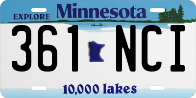 MN license plate 361NCI