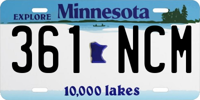 MN license plate 361NCM