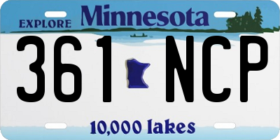 MN license plate 361NCP