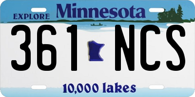 MN license plate 361NCS